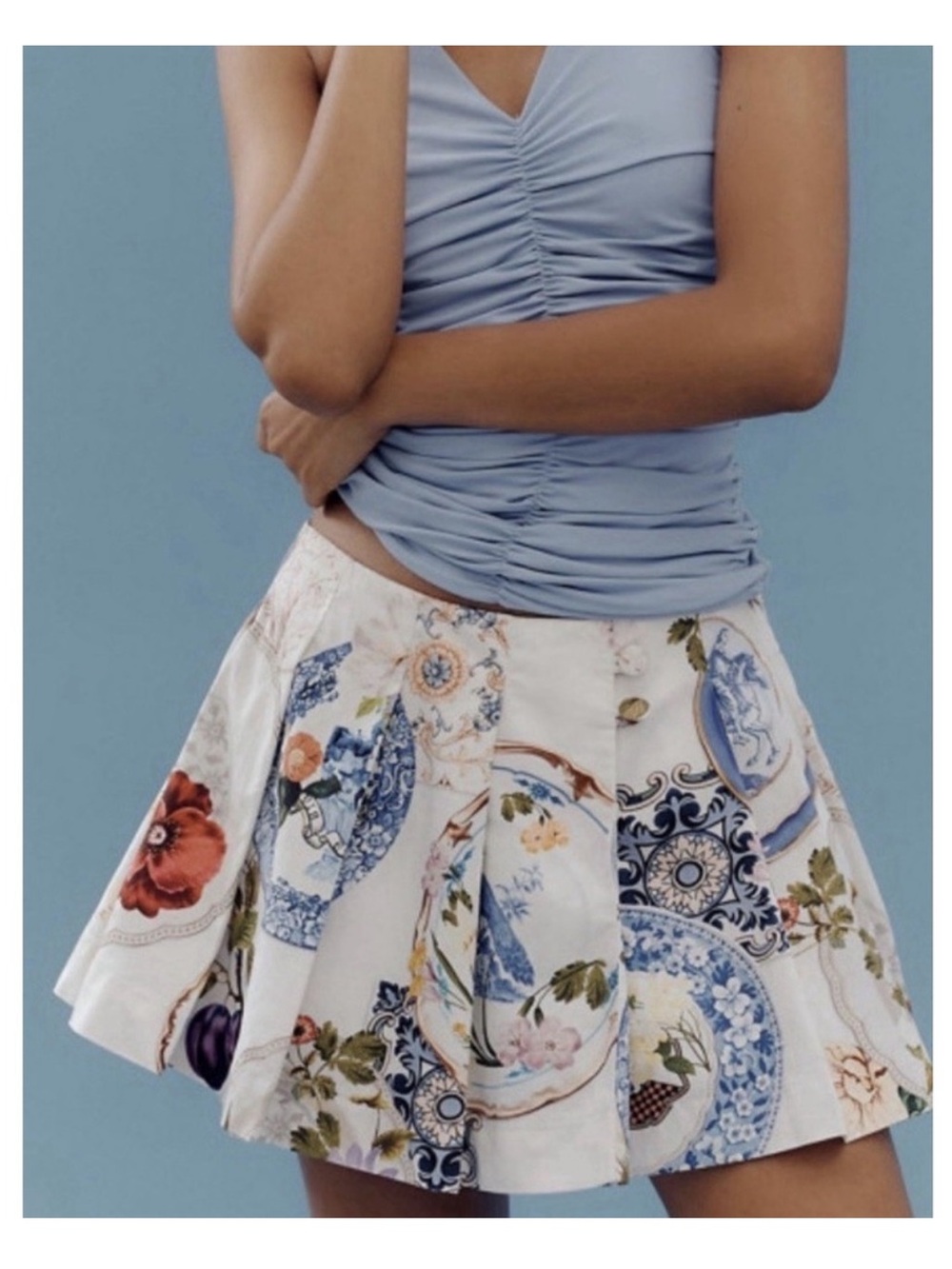 Anthropologie Porcelain Plate Print Circle Skort